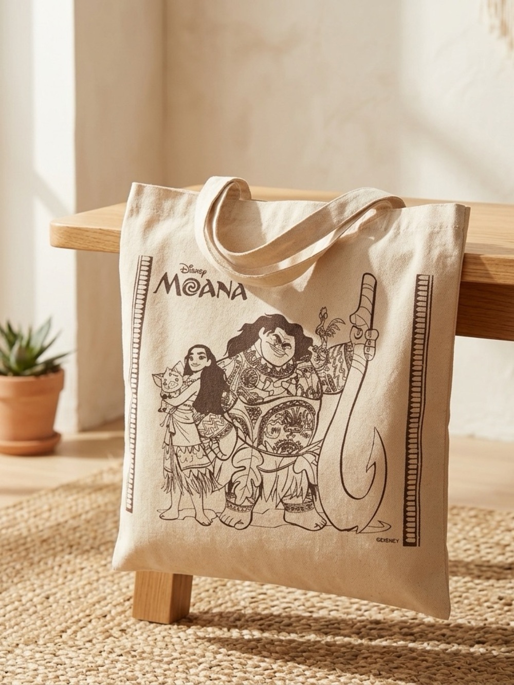 Disney Moana Cream Canvas Tote Bag